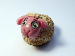 Овечка, соленое тесто, акварель, лак.